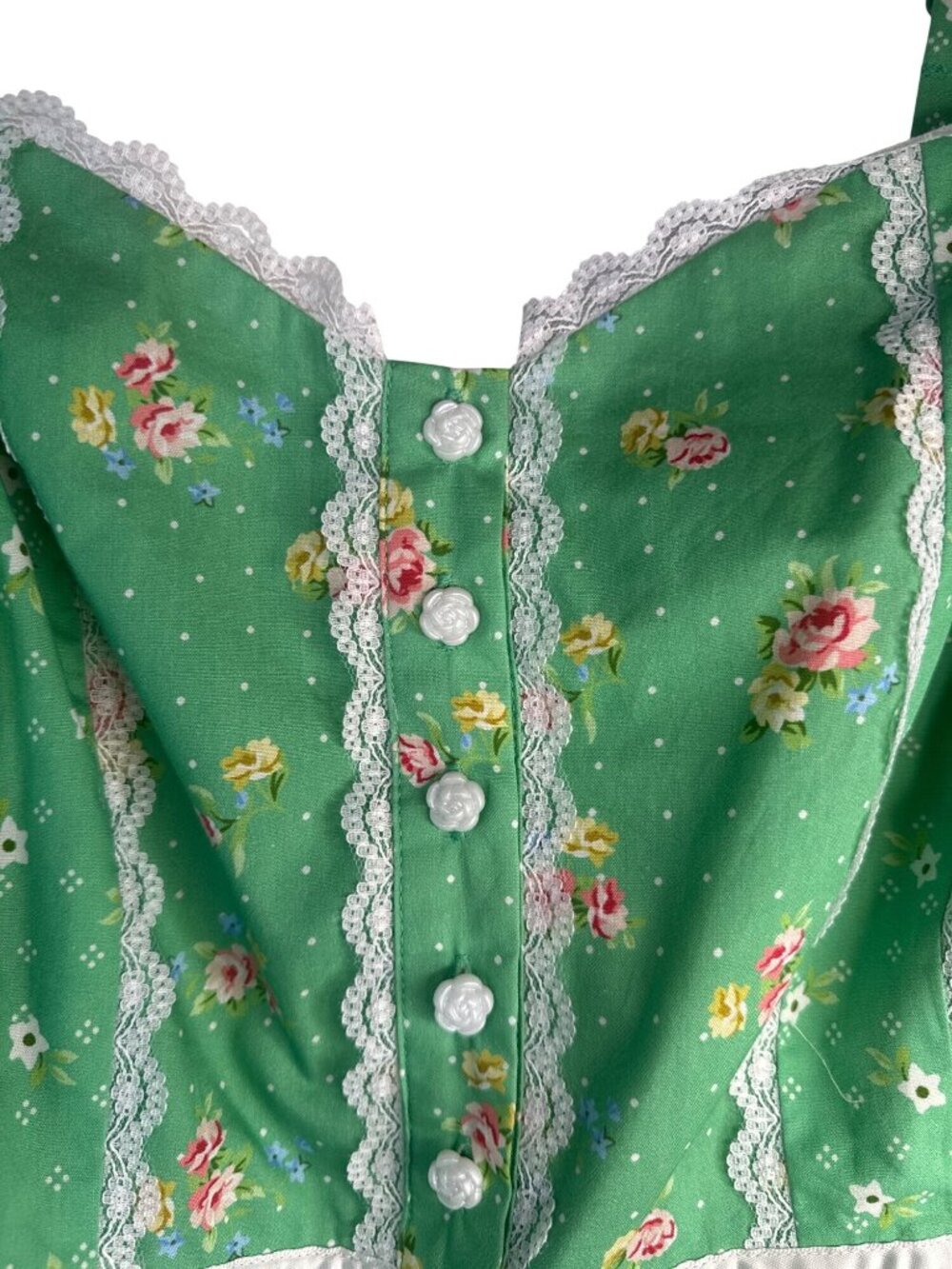 New Gunne Sax 2X By Jessica McClintock For ModCloth Green Floral Sundress - Picture 7 of 16